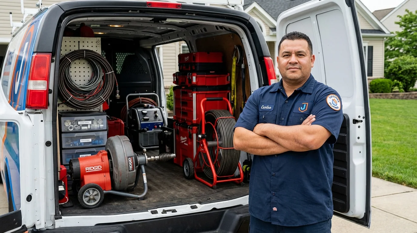 Professional drain cleaning equipment and Johns Plumbing LLC plumber in Philo